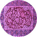 Round Machine Washable Persian Purple Traditional Area Rugs, wshtr4770pur