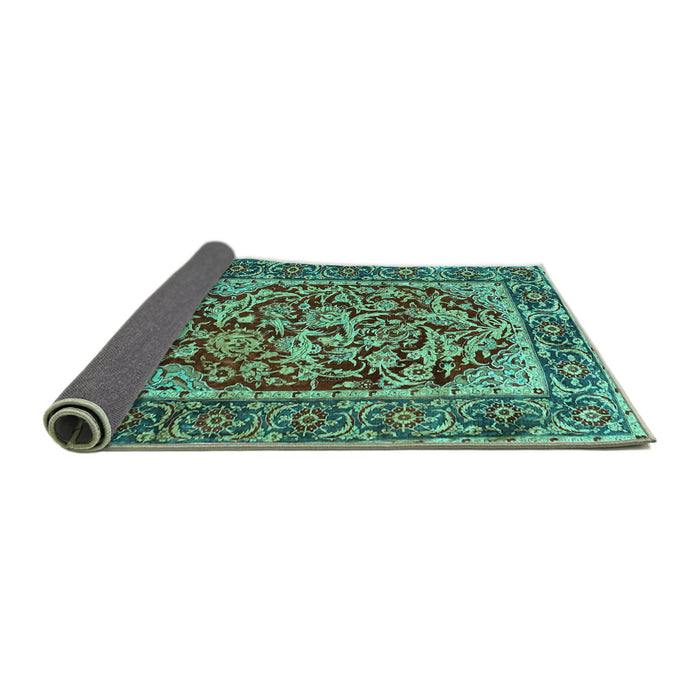 Sideview of Persian Turquoise Traditional Rug, tr4770turq
