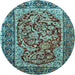 Round Persian Light Blue Traditional Rug, tr4770lblu