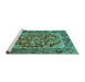 Sideview of Machine Washable Persian Turquoise Traditional Area Rugs, wshtr4770turq