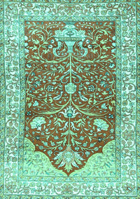 Animal Turquoise Traditional Rug, tr4771turq