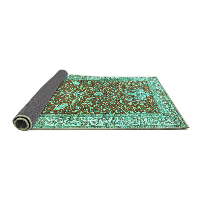 Sideview of Animal Turquoise Traditional Rug, tr4771turq