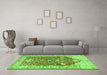 Machine Washable Animal Green Traditional Area Rugs in a Living Room,, wshtr4771grn