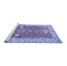 Sideview of Machine Washable Animal Blue Traditional Rug, wshtr4771blu