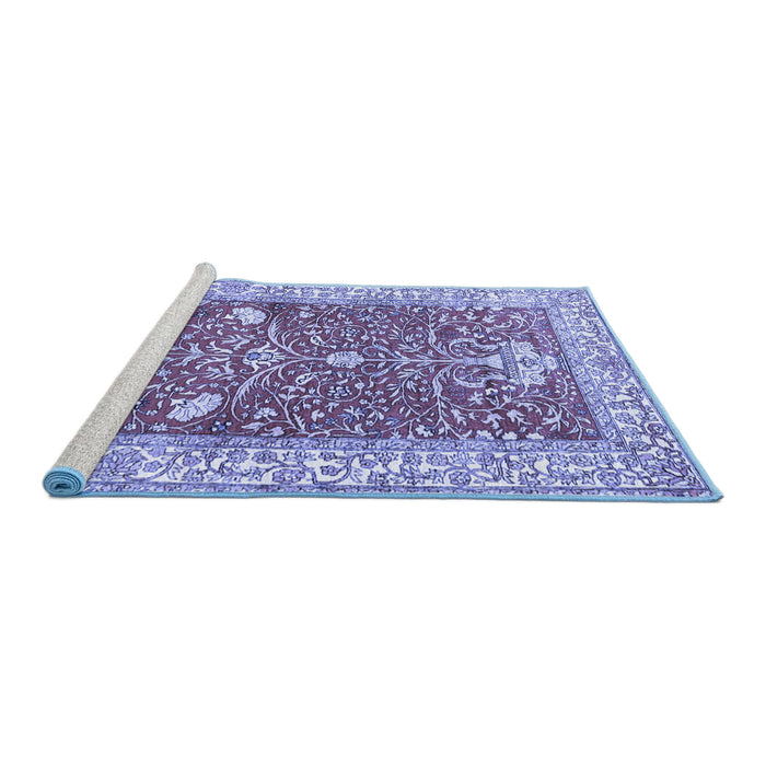 Sideview of Machine Washable Animal Blue Traditional Rug, wshtr4771blu