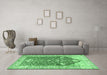 Machine Washable Animal Emerald Green Traditional Area Rugs in a Living Room,, wshtr4771emgrn