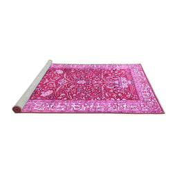 Sideview of Machine Washable Animal Pink Traditional Rug, wshtr4771pnk