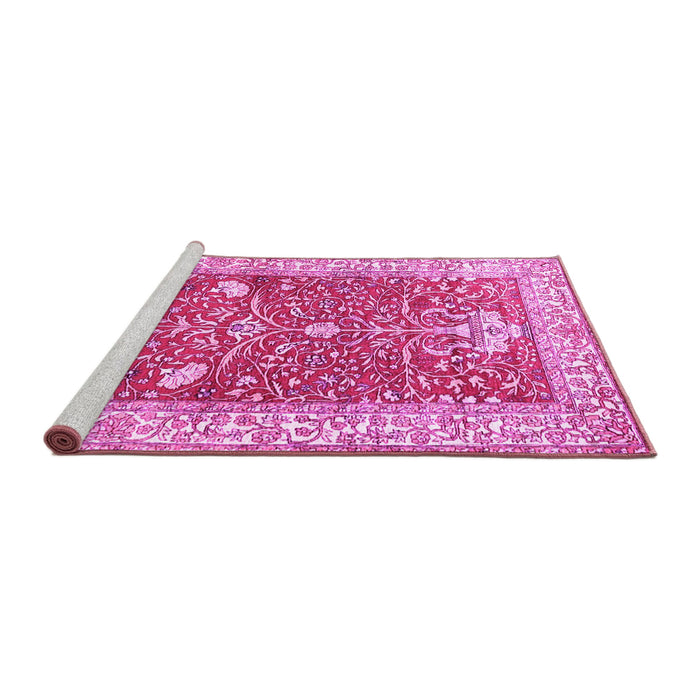 Sideview of Machine Washable Animal Pink Traditional Rug, wshtr4771pnk