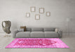 Machine Washable Animal Pink Traditional Rug in a Living Room, wshtr4771pnk