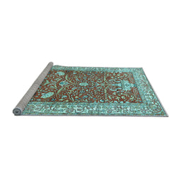 Sideview of Machine Washable Animal Light Blue Traditional Rug, wshtr4771lblu