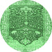 Round Machine Washable Animal Emerald Green Traditional Area Rugs, wshtr4771emgrn