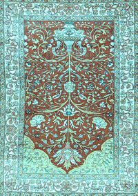 Animal Light Blue Traditional Rug, tr4771lblu