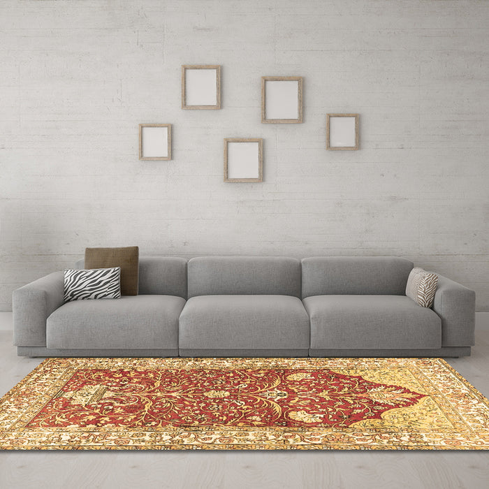 Machine Washable Animal Brown Traditional Rug in a Living Room,, wshtr4771brn