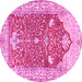 Round Machine Washable Animal Pink Traditional Rug, wshtr4771pnk