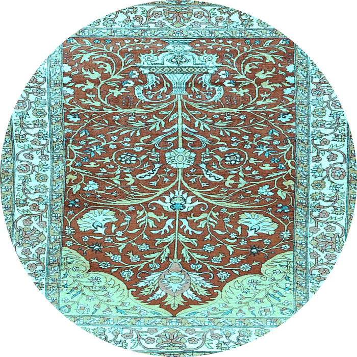 Round Animal Light Blue Traditional Rug, tr4771lblu
