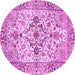 Round Medallion Purple Traditional Rug, tr4772pur