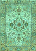 Machine Washable Medallion Turquoise Traditional Area Rugs, wshtr4772turq