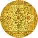 Round Medallion Yellow Traditional Rug, tr4772yw