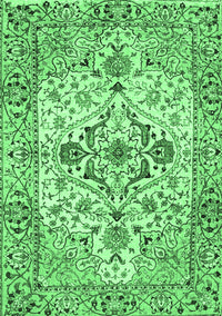 Medallion Emerald Green Traditional Rug, tr4772emgrn