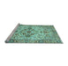 Sideview of Machine Washable Medallion Light Blue Traditional Rug, wshtr4772lblu