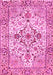 Machine Washable Medallion Pink Traditional Rug, wshtr4772pnk