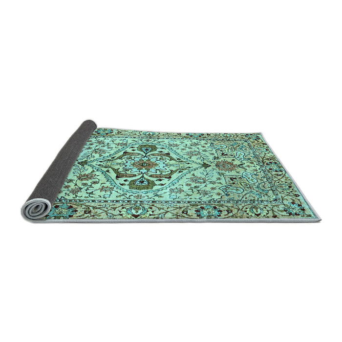 Sideview of Medallion Light Blue Traditional Rug, tr4772lblu