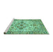 Sideview of Machine Washable Medallion Turquoise Traditional Area Rugs, wshtr4772turq