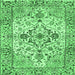 Square Machine Washable Medallion Emerald Green Traditional Area Rugs, wshtr4772emgrn