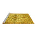 Sideview of Machine Washable Medallion Yellow Traditional Rug, wshtr4772yw