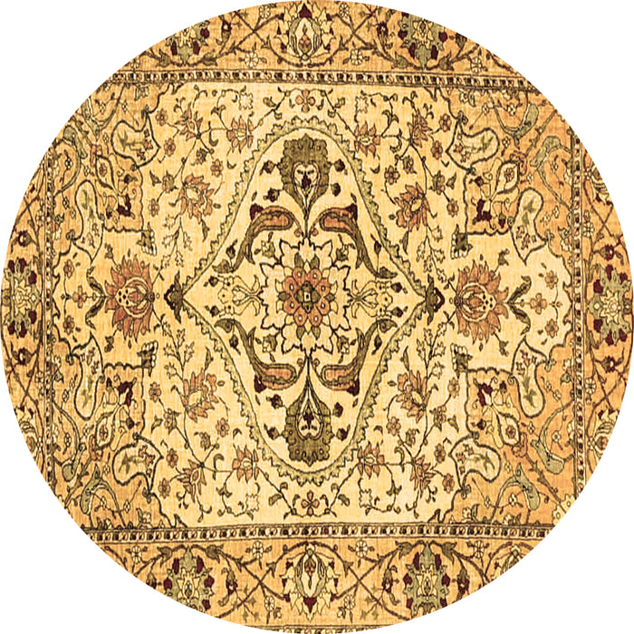 Round Machine Washable Medallion Brown Traditional Rug, wshtr4772brn