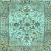 Square Medallion Light Blue Traditional Rug, tr4772lblu