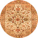 Machine Washable Medallion Orange Traditional Area Rugs, wshtr4772org