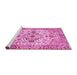 Sideview of Machine Washable Medallion Pink Traditional Rug, wshtr4772pnk