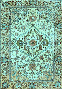 Medallion Light Blue Traditional Rug, tr4772lblu