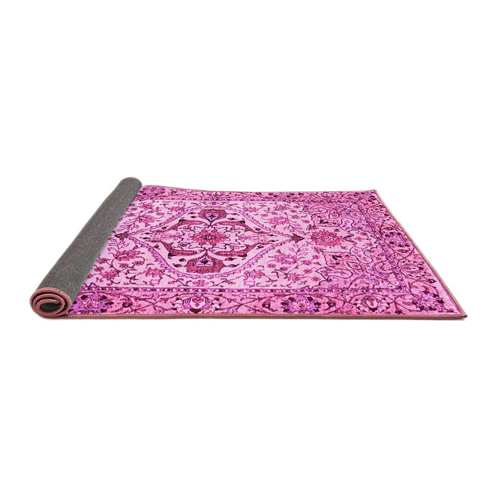 Sideview of Medallion Pink Traditional Rug, tr4772pnk