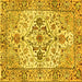 Square Medallion Yellow Traditional Rug, tr4772yw