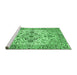 Sideview of Machine Washable Medallion Emerald Green Traditional Area Rugs, wshtr4772emgrn