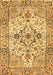 Machine Washable Medallion Brown Traditional Rug, wshtr4772brn