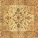 Square Machine Washable Medallion Brown Traditional Rug, wshtr4772brn