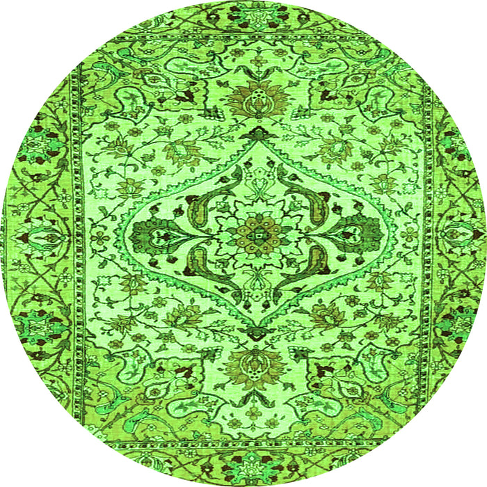 Square Medallion Green Traditional Rug, tr4772grn
