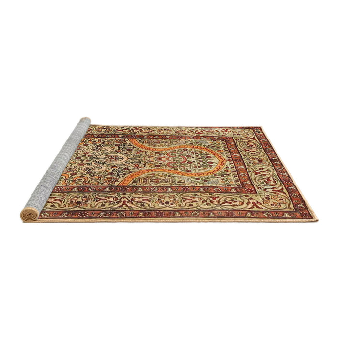 Sideview of Machine Washable Traditional Mahogany Brown Rug, wshtr4773