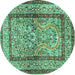 Round Animal Turquoise Traditional Rug, tr4773turq