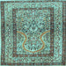 Square Machine Washable Animal Light Blue Traditional Rug, wshtr4773lblu