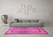 Machine Washable Animal Pink Traditional Rug in a Living Room, wshtr4773pnk