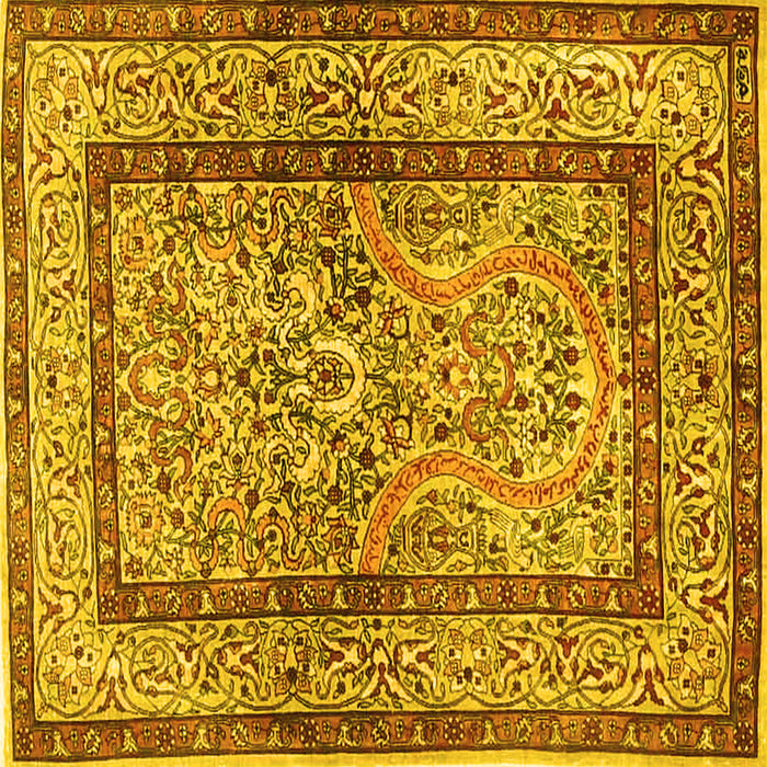 Square Machine Washable Animal Yellow Traditional Rug, wshtr4773yw