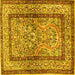 Square Machine Washable Animal Yellow Traditional Rug, wshtr4773yw