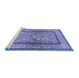Sideview of Machine Washable Animal Blue Traditional Rug, wshtr4773blu