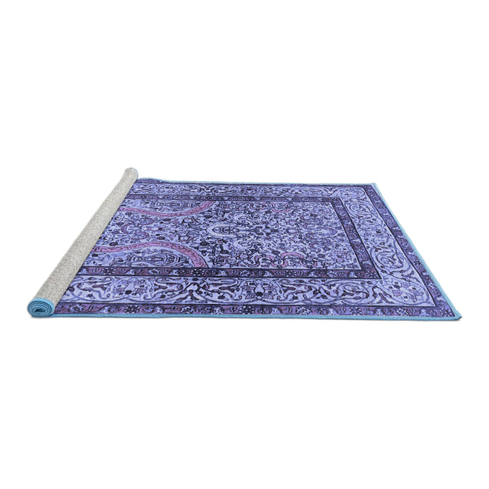 Sideview of Machine Washable Animal Blue Traditional Rug, wshtr4773blu
