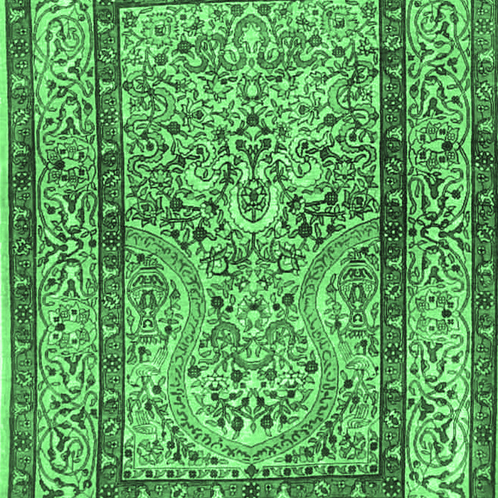 Machine Washable Animal Emerald Green Traditional Area Rugs, wshtr4773emgrn