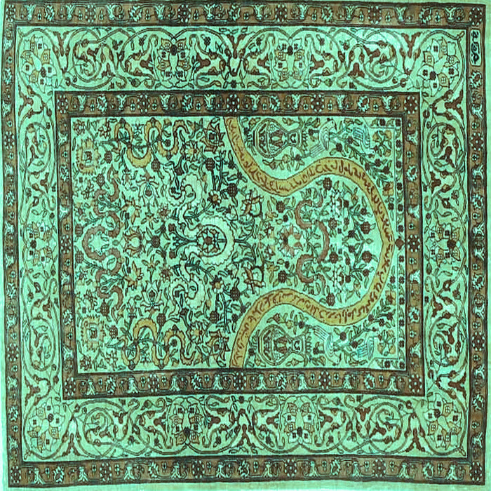 Square Machine Washable Animal Turquoise Traditional Area Rugs, wshtr4773turq